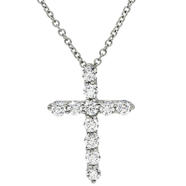 ティファニー Tiffany & Co スモールクロス ダイヤ ペンダント プラチナシルバー Pt950 ダイヤモンド ネックレス 11石 11石 クロス 十字架 ブリリアントカット