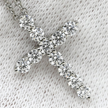 ティファニー Tiffany & Co スモールクロス ダイヤ ペンダント プラチナシルバー Pt950 ダイヤモンド ネックレス 11石 11石 クロス 十字架 ブリリアントカット