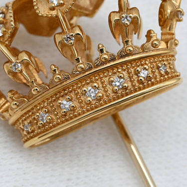 ドルチェ＆ガッバーナ DOLCE&GABBANA クラウン スティック ピンブローチ WPLK1GWYE01 イエローゴールド K18YG ダイヤモンド ブローチ 750AU 18KT YG ダイヤ ハットピン タイピン