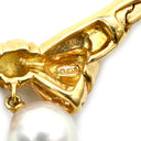 ミキモト MIKIMOTO パール ダイヤ リボン ホワイト×イエローゴールド K18YG パール ダイヤモンド ネックレス 白 18K 18金 Au750 デザインネックレス スウィング
