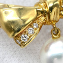 ミキモト MIKIMOTO パール ダイヤ リボン ホワイト×イエローゴールド K18YG パール ダイヤモンド ネックレス 白 18K 18金 Au750 デザインネックレス スウィング