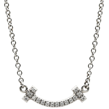 ティファニー Tiffany & Co Tスマイル ミニ ダイヤモンド 62617799 ホワイトゴールド K18WG ダイヤモンド ネックレス T＆Co. T smile Au750 18K 18金
