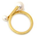タサキ TASAKI バランス クロス パールホワイト×イエローゴールド K18YG パール リング 指輪 K18 18K 750 YG 真珠 2P 2粒 10号