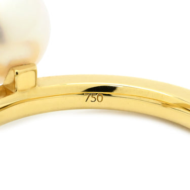 タサキ TASAKI バランス クロス パールホワイト×イエローゴールド K18YG パール リング 指輪 K18 18K 750 YG 真珠 2P 2粒 10号