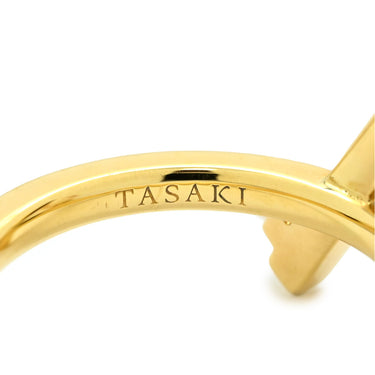 タサキ TASAKI バランス クロス パールホワイト×イエローゴールド K18YG パール リング 指輪 K18 18K 750 YG 真珠 2P 2粒 10号