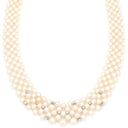 ミキモト MIKIMOTO パール ダイヤ 5連 パールホワイト×ホワイトゴールド K18WG パール ダイヤモンド ネックレス MIKIMOTO 真珠 多連 18k 750 WG チョーカー