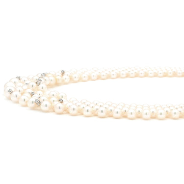 ミキモト MIKIMOTO パール ダイヤ 5連 パールホワイト×ホワイトゴールド K18WG パール ダイヤモンド ネックレス MIKIMOTO 真珠 多連 18k 750 WG チョーカー