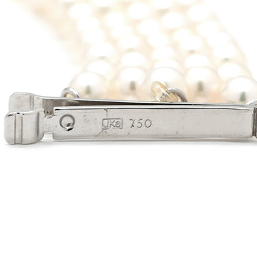 ミキモト MIKIMOTO パール ダイヤ 5連 パールホワイト×ホワイトゴールド K18WG パール ダイヤモンド ネックレス MIKIMOTO 真珠 多連 18k 750 WG チョーカー