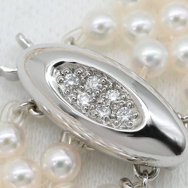 ミキモト MIKIMOTO パール ダイヤ 5連 パールホワイト×ホワイトゴールド K18WG パール ダイヤモンド ネックレス MIKIMOTO 真珠 多連 18k 750 WG チョーカー