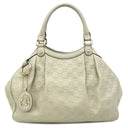 グッチ GUCCI スーキー 211944 ホワイト レザー ハンドバッグ シャンパンゴールド金具 オフホワイト GG グッチシマ トート チャーム付き