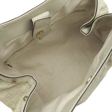 グッチ GUCCI スーキー 211944 ホワイト レザー ハンドバッグ シャンパンゴールド金具 オフホワイト GG グッチシマ トート チャーム付き