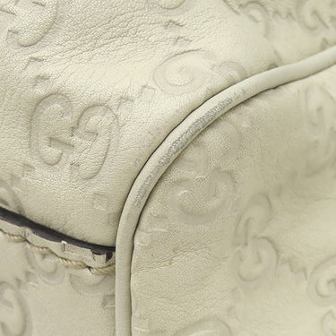 グッチ GUCCI スーキー 211944 ホワイト レザー ハンドバッグ シャンパンゴールド金具 オフホワイト GG グッチシマ トート チャーム付き