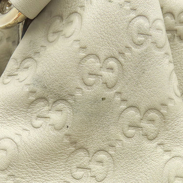 グッチ GUCCI スーキー 211944 ホワイト レザー ハンドバッグ シャンパンゴールド金具 オフホワイト GG グッチシマ トート チャーム付き