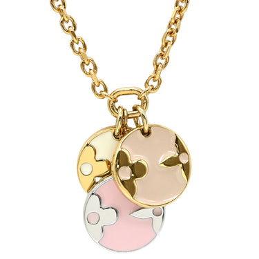 ルイヴィトン LOUIS VUITTON コリエ ミスLV M63156 ホワイト×ピンク×ベージュ×ゴールド GP ネックレス ゴールド金具 モノグラムフラワー