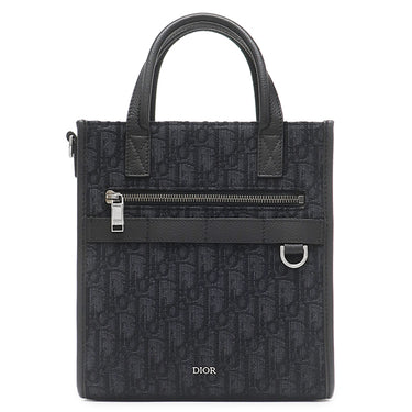 クリスチャン・ディオール Christian Dior サファリ ノースサウス トート 1ESPO311YKY ブラック キャンバス レザー 2WAYバッグ シルバー金具