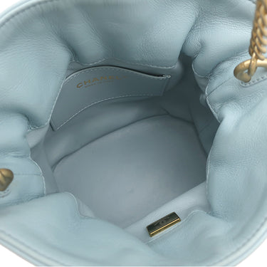 シャネル CHANEL マトラッセ ミニ バケット バッグ AS3116 ライトブルー ラムスキン 2WAYバッグ ゴールド金具