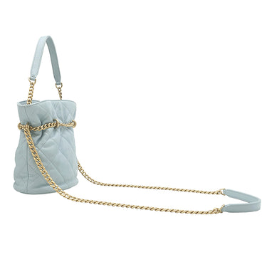 シャネル CHANEL マトラッセ ミニ バケット バッグ AS3116 ライトブルー ラムスキン 2WAYバッグ ゴールド金具