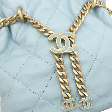 シャネル CHANEL マトラッセ ミニ バケット バッグ AS3116 ライトブルー ラムスキン 2WAYバッグ ゴールド金具