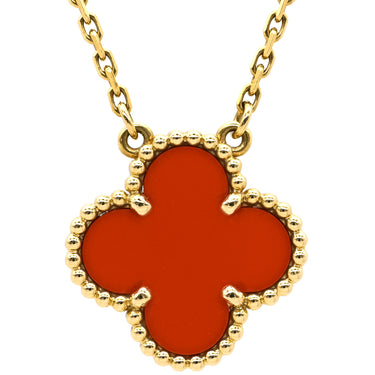ヴァンクリーフアーペル Van Cleef & Arpels ヴィンテージ アルハンブラ VCARD38500 レッド×イエローゴールド K18YG カーネリアン ネックレス Au750 18K 赤 カーネリアン