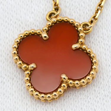 ヴァンクリーフアーペル Van Cleef & Arpels ヴィンテージ アルハンブラ VCARD38500 レッド×イエローゴールド K18YG カーネリアン ネックレス Au750 18K 赤 カーネリアン