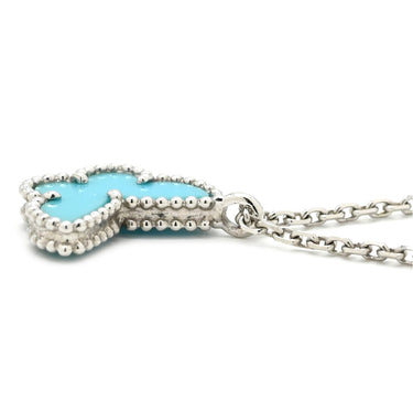 ヴァンクリーフアーペル Van Cleef & Arpels スウィート アルハンブラ パピヨン VCARF80500 ブルー×ホワイトゴールド K18WG ターコイズ ネックレス Au750 18K WG ターコイズ VCA