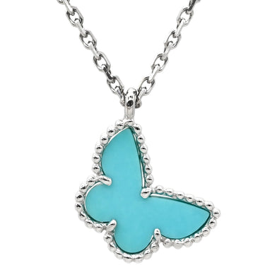 ヴァンクリーフアーペル Van Cleef & Arpels スウィート アルハンブラ パピヨン VCARF80500 ブルー×ホワイトゴールド K18WG ターコイズ ネックレス Au750 18K WG ターコイズ VCA