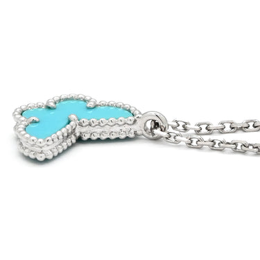 ヴァンクリーフアーペル Van Cleef & Arpels スウィート アルハンブラ パピヨン VCARF80500 ブルー×ホワイトゴールド K18WG ターコイズ ネックレス Au750 18K WG ターコイズ VCA