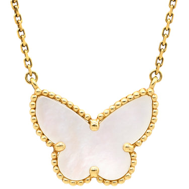 ヴァンクリーフアーペル Van Cleef & Arpels ラッキー アルハンブラ パピヨン VCARD99500 パールホワイト×イエローゴールド K18YG シェル ネックレス Au750 18K 蝶 シェル
