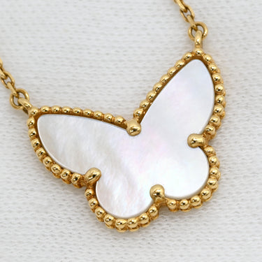 ヴァンクリーフアーペル Van Cleef & Arpels ラッキー アルハンブラ パピヨン VCARD99500 パールホワイト×イエローゴールド K18YG シェル ネックレス Au750 18K 蝶 シェル