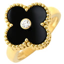 ヴァンクリーフアーペル Van Cleef & Arpels ヴィンテージ アルハンブラ VCARA41000 ブラックXイエローゴールド K18YG ダイヤモンド オニキス #51(JP11) リング 指輪 1Pダイヤ オニキス 11号