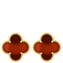ヴァンクリーフアーペル Van Cleef & Arpels ヴィンテージ アルハンブラ VCARD40400 レッド×イエローゴールド K18YG カーネリアン ピアス 赤 750 18K 18金 カーネリアン 紅玉髄