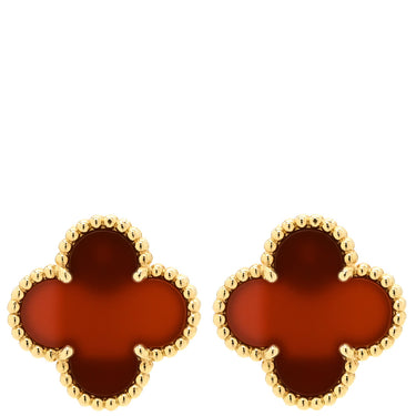 ヴァンクリーフアーペル Van Cleef & Arpels ヴィンテージ アルハンブラ VCARD40400 レッド×イエローゴールド K18YG カーネリアン ピアス 赤 750 18K 18金 カーネリアン 紅玉髄