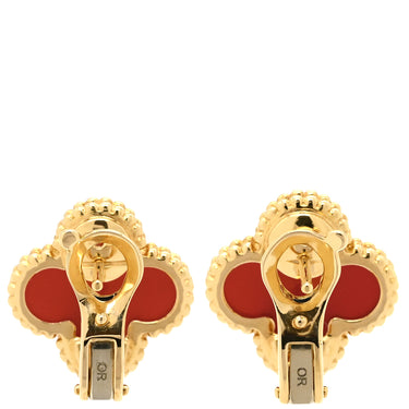 ヴァンクリーフアーペル Van Cleef & Arpels ヴィンテージ アルハンブラ VCARD40400 レッド×イエローゴールド K18YG カーネリアン ピアス 赤 750 18K 18金 カーネリアン 紅玉髄