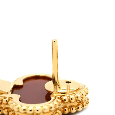 ヴァンクリーフアーペル Van Cleef & Arpels ヴィンテージ アルハンブラ VCARD40400 レッド×イエローゴールド K18YG カーネリアン ピアス 赤 750 18K 18金 カーネリアン 紅玉髄
