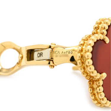 ヴァンクリーフアーペル Van Cleef & Arpels ヴィンテージ アルハンブラ VCARD40400 レッド×イエローゴールド K18YG カーネリアン ピアス 赤 750 18K 18金 カーネリアン 紅玉髄