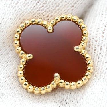 ヴァンクリーフアーペル Van Cleef & Arpels ヴィンテージ アルハンブラ VCARD40400 レッド×イエローゴールド K18YG カーネリアン ピアス 赤 750 18K 18金 カーネリアン 紅玉髄