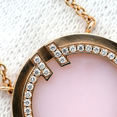 ティファニー Tiffany & Co Tトゥー サークル ダイヤ ピンクオパール ピンク×ローズゴールド K18PG ダイヤモンド ピンクオパール ネックレス ピンクゴールド T＆Co. Au750 18K ピンク 丸型 ラウンド