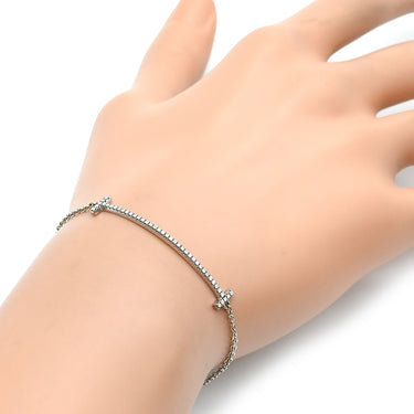 ティファニー Tiffany & Co Tスマイル スモール ホワイトゴールド K18WG ダイヤモンド ブレスレット T＆Co. Au750 18K WG ダイヤモンド