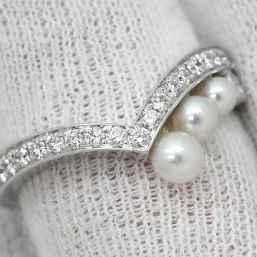 ショーメ CHAUMET ジョゼフィーヌ エグレット 083290 パールホワイト×ホワイトゴールド K18WG パール ダイヤモンド #56(JP16) リング 指輪 白 あこやパール ダイヤ パヴェ 15.5号