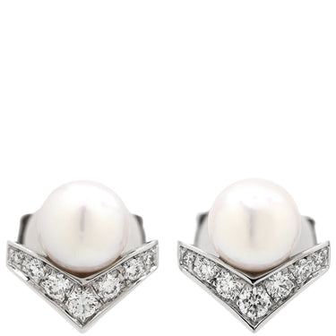 ショーメ CHAUMET エグレット 085046 パールホワイト×ホワイトゴールド K18WG ダイヤモンド パール ピアス 18K WG ダイヤモンド 14P 14石 パール