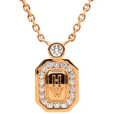 ハリーウィンストン Harry Winston HWロゴ ダイヤペンダント PEDRRD16HWL ピンクゴールド K18PG ダイヤモンド ネックレス AU750 18K PG