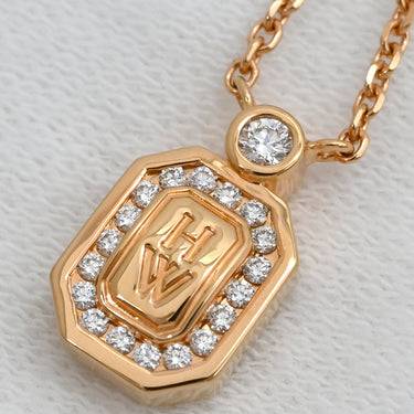 ハリーウィンストン Harry Winston HWロゴ ダイヤペンダント PEDRRD16HWL ピンクゴールド K18PG ダイヤモンド ネックレス AU750 18K PG