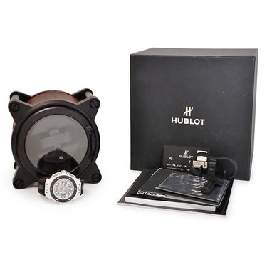腕時計 ウブロ HUBLOT ビッグバン フェラーリ ホワイトセラミック カーボン 401.HQ.0121.VR 自動巻き メンズ コラボ スケルトン 限定