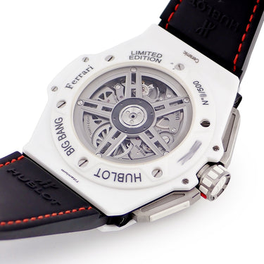 腕時計 ウブロ HUBLOT ビッグバン フェラーリ ホワイトセラミック カーボン 401.HQ.0121.VR 自動巻き メンズ コラボ スケルトン 限定
