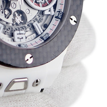 腕時計 ウブロ HUBLOT ビッグバン フェラーリ ホワイトセラミック カーボン 401.HQ.0121.VR 自動巻き メンズ コラボ スケルトン 限定