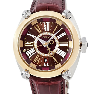 腕時計 セイコー SEIKO ガランテ SBLM006 8L36-00D0 自動巻き メンズ K18YG×SS コンビ 純正ダイヤ GMT デイト バーガンディ 限定