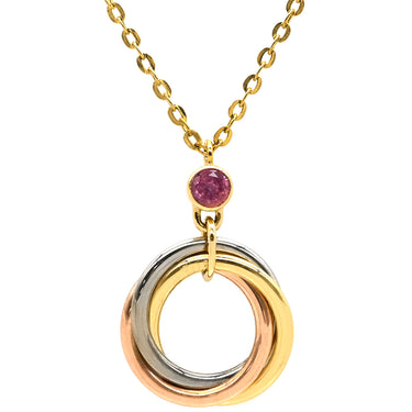 カルティエ Cartier ベビー トリニティ 1Pサファイア イエローゴールド×ホワイトゴールド×ピンクゴールド K18YG K18WG K18PG ピンクサファイア ネックレス 3カラー Au750 18K 18金