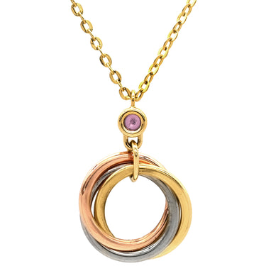 カルティエ Cartier ベビー トリニティ 1Pサファイア イエローゴールド×ホワイトゴールド×ピンクゴールド K18YG K18WG K18PG ピンクサファイア ネックレス 3カラー Au750 18K 18金