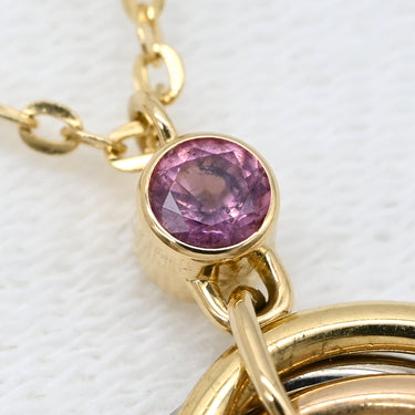 カルティエ Cartier ベビー トリニティ 1Pサファイア イエローゴールド×ホワイトゴールド×ピンクゴールド K18YG K18WG K18PG ピンクサファイア ネックレス 3カラー Au750 18K 18金