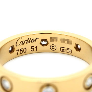 カルティエ Cartier LOVE ミニラブリング 8Pダイヤ B4056200 イエローゴールド K18YG ダイヤモンド #51(JP11) リング 指輪 スモールモデル 750 YG フルダイヤ 11号